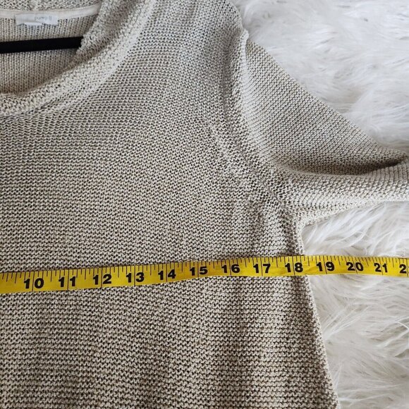 J.‎ Jill Pure Jill Size Large Beige Open-Knit Sweater Cowl Neck 3/4 Sleeve Beach - Picture 5 of 12